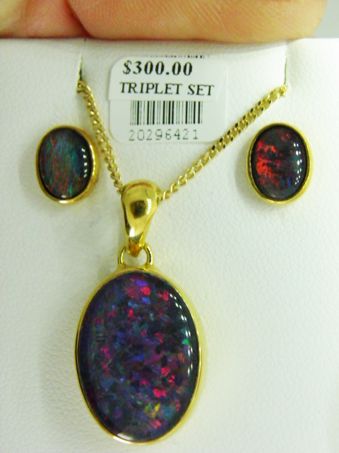 OPAL TRIPLET gold plated sterling silver set