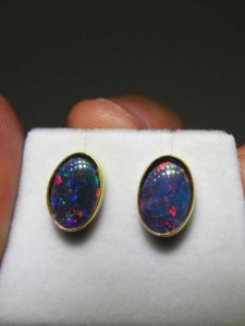 TRIPLET OPAL (12x8mm) gold plated sterling silver Code 20313555 A$150 pair