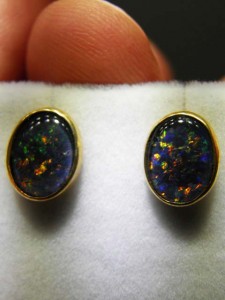 TRIPLET OPAL (10x8mm) gold plated sterling silver Code 20313524 A$120 pair