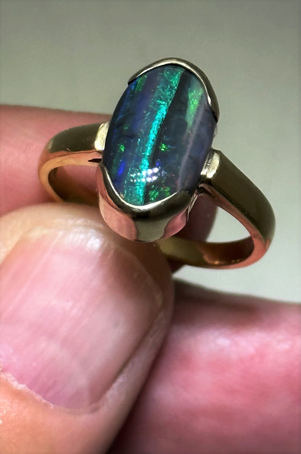 Vintage 9ct GOLD & Natural Australian Black Opal Ring Size 6 | Etsy UK |  Australian black opal, Black opal ring, Black opal